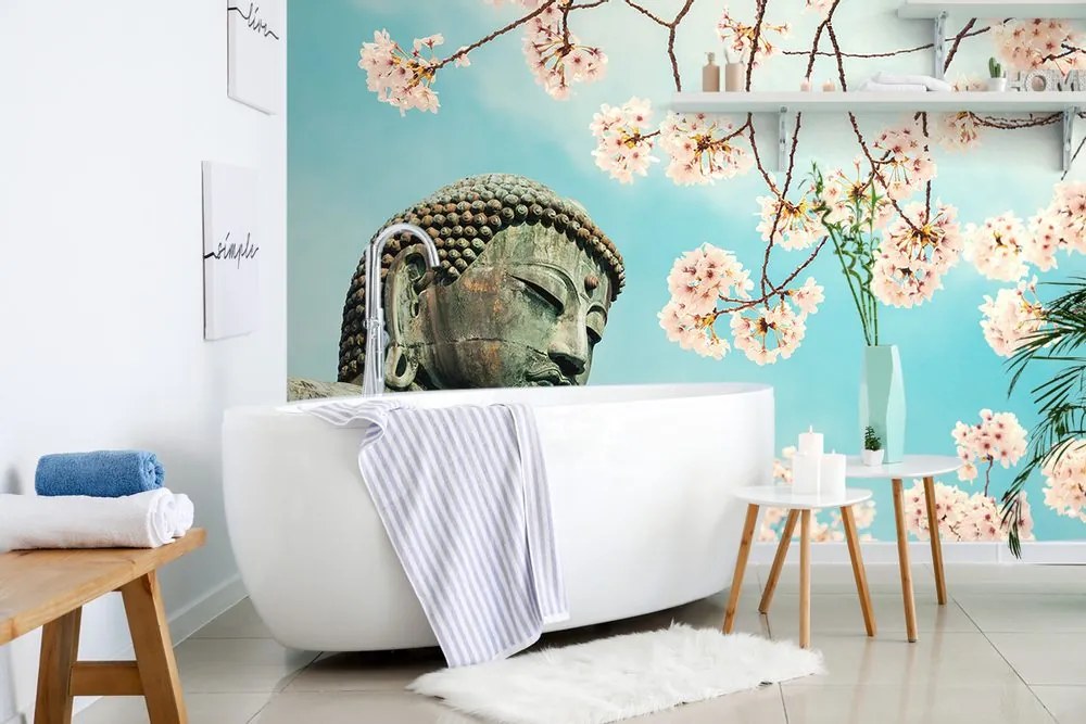 Fototapet Statuia Buddha cu cireș