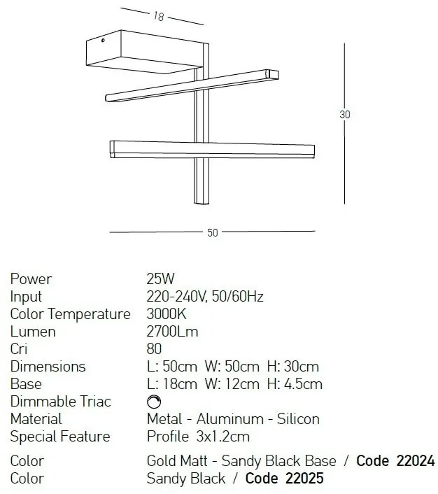 Lustra aplicata LED design liniar X-LIne negru
