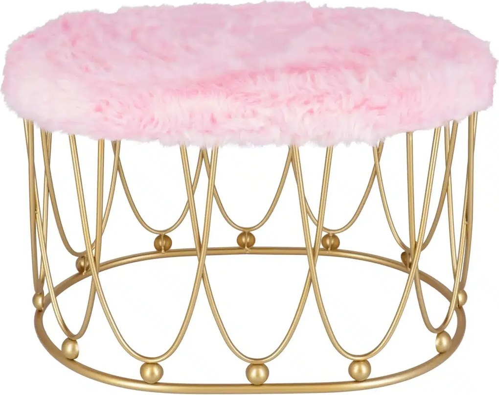 Taburet Pinky oval baza metalica aurie tapitat