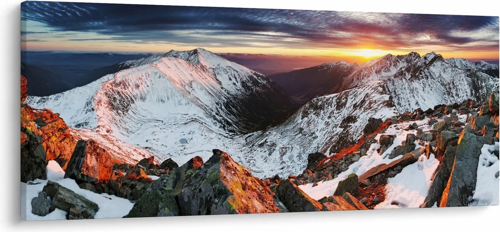 Tablou - Panoramă montană de iarnă (120x50 cm)