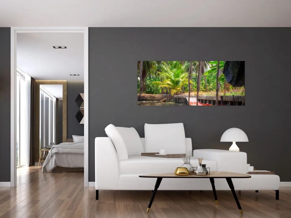 Tablou - Nava din lemn în canal , Thailand (120x50 cm)