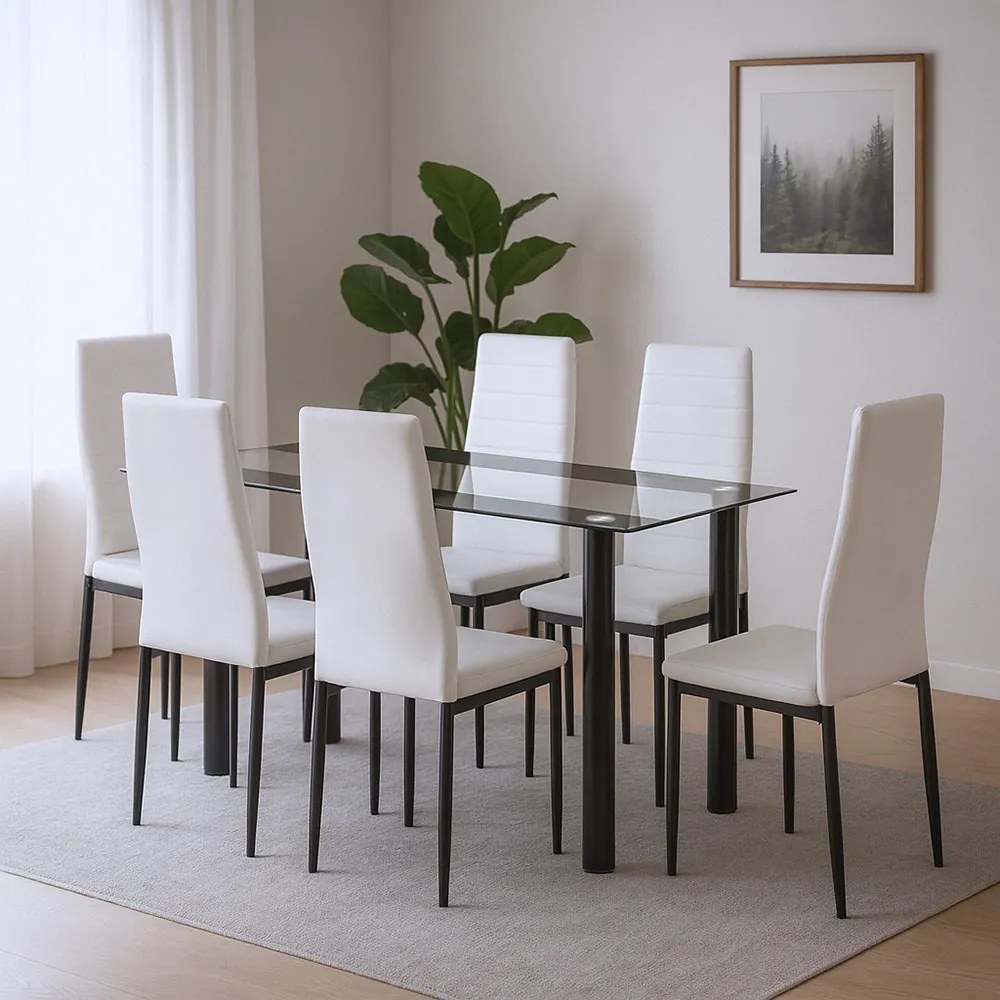 Denton 6+1 set de luat masa alb-negru