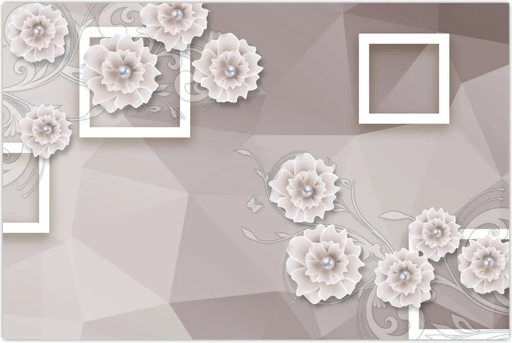 Tablou - Imagine flori bej (90x60 cm)