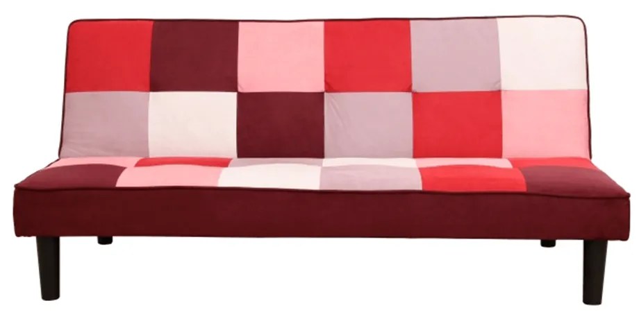 Canapea extensibilă, material textil roşu/alb, ARLEKIN