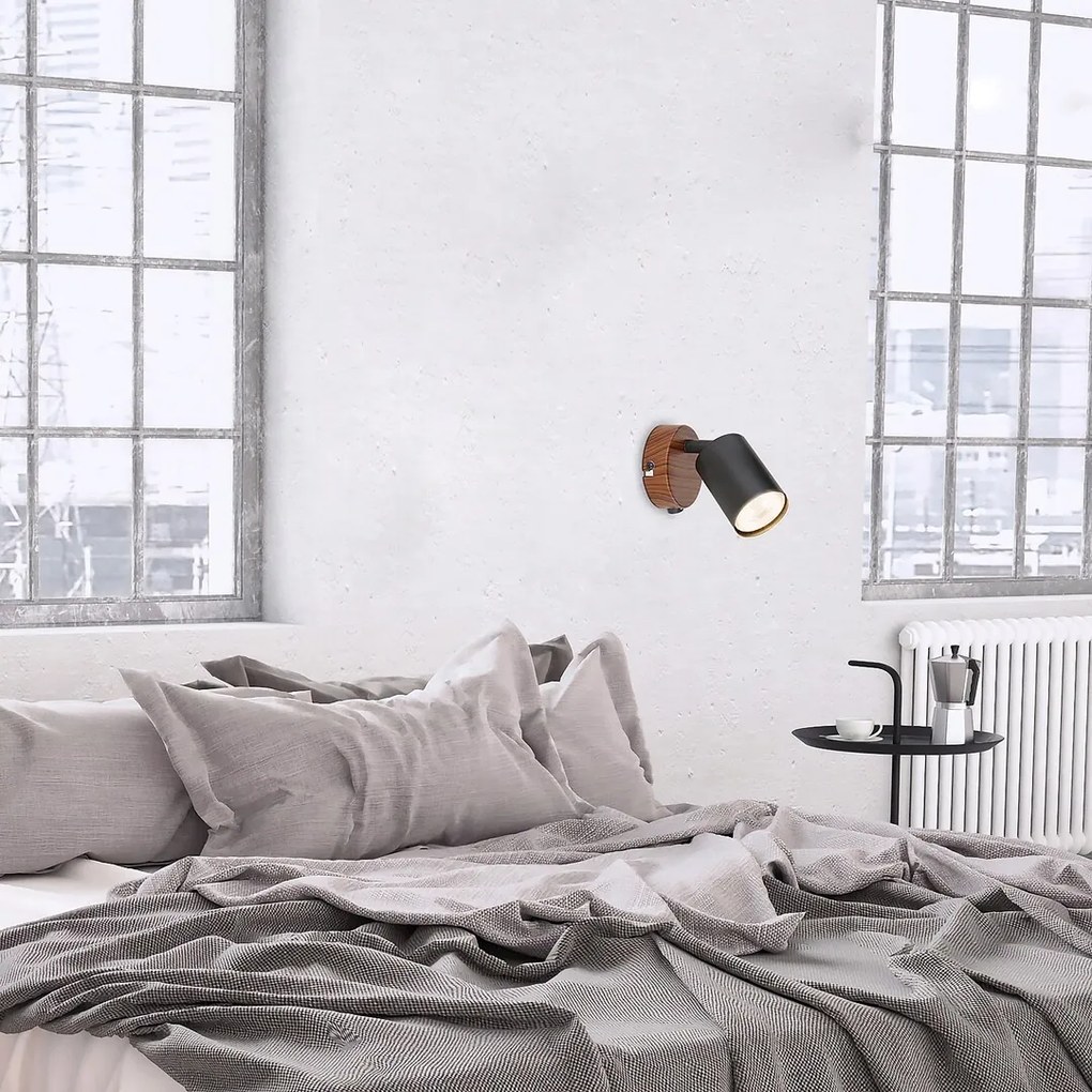 Aplica de perete design industrial Edmund negru