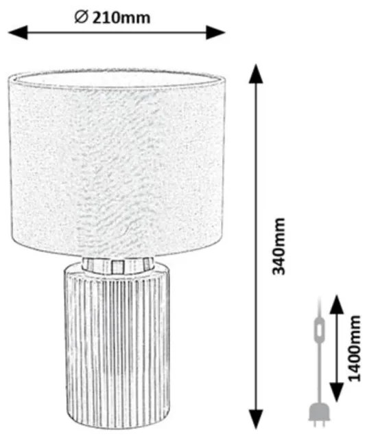 Lampa de masa ceramica gri abajur alb Glovy