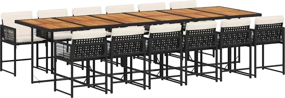 vidaXL Set mobilier de grădină cu perne, 13 piese, negru, poliratan