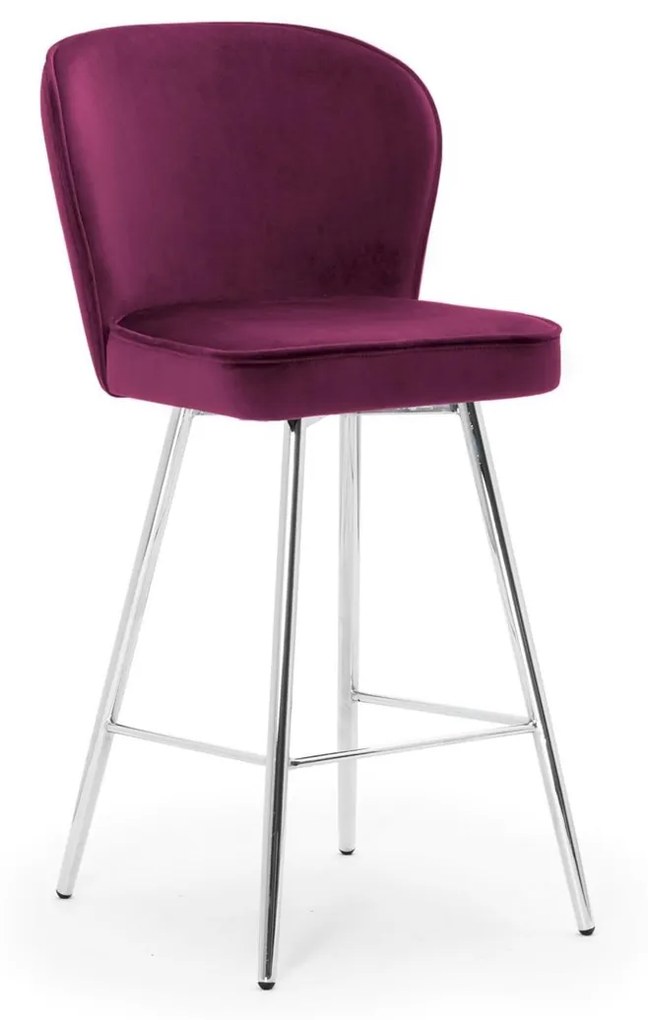 Scaun de bar Aine burgundy picioare silver - H70 cm
