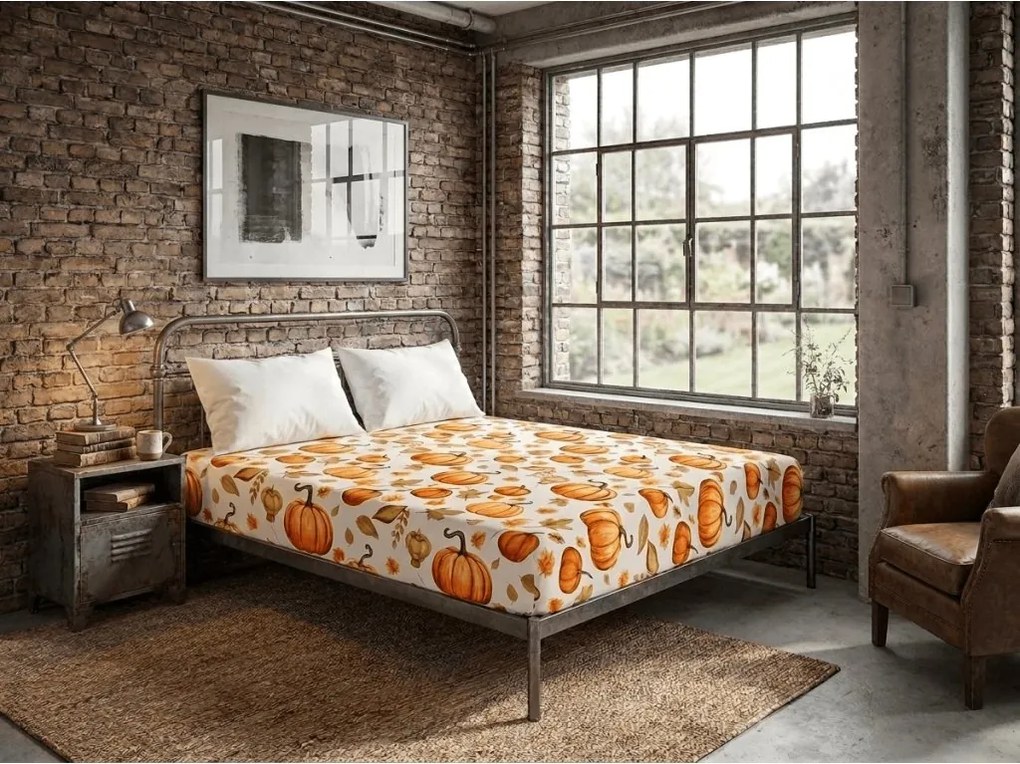 Cearsaf din microfibra AUTUMN PUMPKINS colorat 180x200 cm