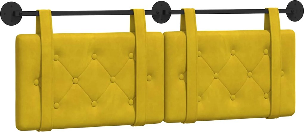 vidaXL Cap de pat suspendat Pe perete Galben 150 x 55 x 5 cm Catifea