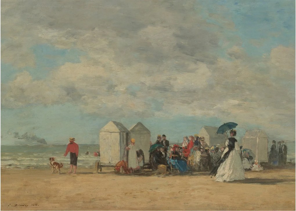 Tablou pe sticlă - Eugène Boudin, Beach Scene, reproducere (70x50 cm)