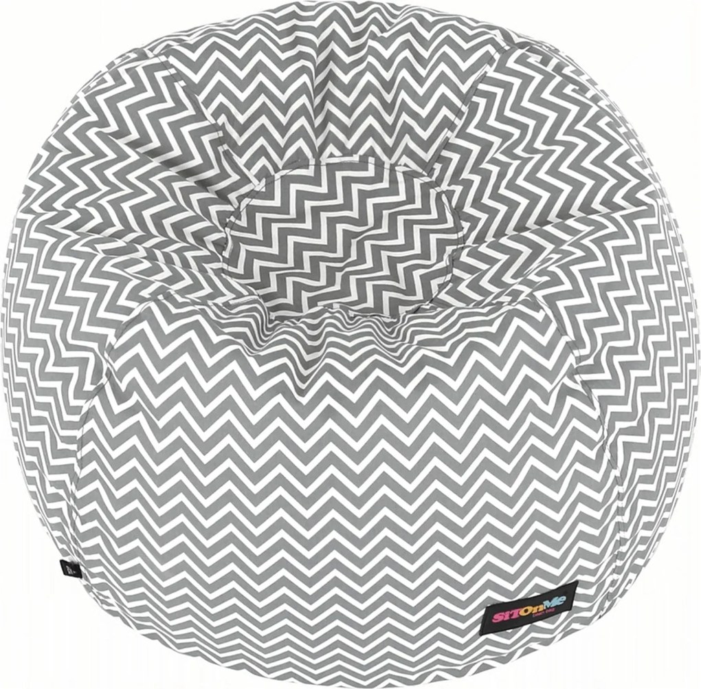 Fotoliu puf GOMBY, gri/alb, material textil, 60x50x60 cm