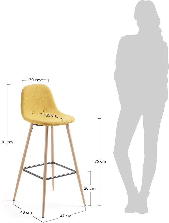Scaun de bar La Forma Nilson, galben muştar