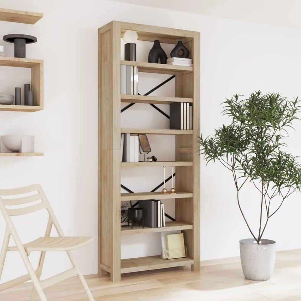 vidaXL Bibliotecă cu 7 rafturi, 80x30x200 cm, lemn masiv de acacia
