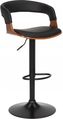 Scaun de bar pivotant Manhattan negru/ nuc