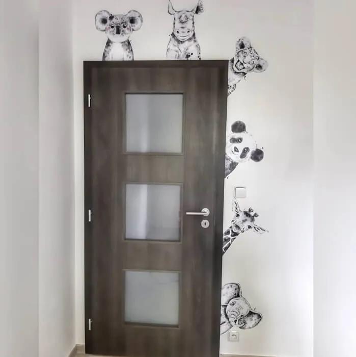INSPIO Autocolante în jurul ușii și mobilierului - Animale alb-negru