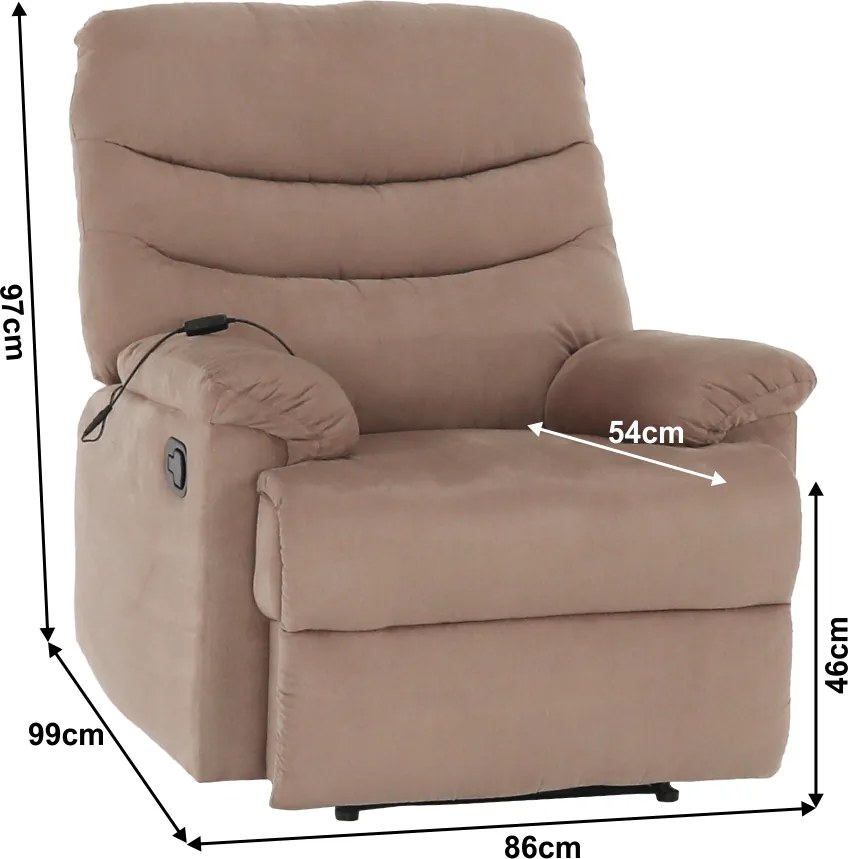 Fotoliu de masaj, reglabil, material textil grej TAUPE, LAMBERT