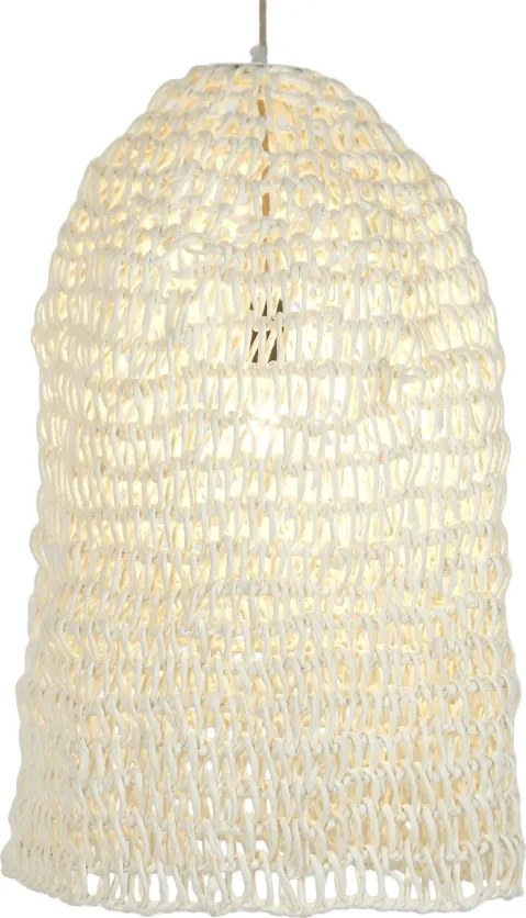 Lustră suspendată din fibre naturale împletite, natur, 80 x 40 cm, „Conches”
