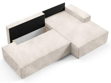 Canapea colțar extensibilă TERAMO în formă de L, cu spațiu de depozitare, partea dreaptă, bej