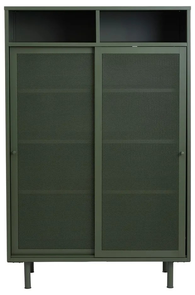 Dulap verde închis din metal cu ușă glisantă 90x140x40 cm Veep – Unique Furniture