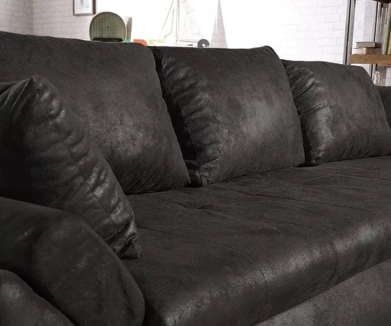 Colțar extensibil dumonde cu ladă de depozitare si sezut confortabil din spuma high-density, Loana Madagaskar Black II 270x185 cm