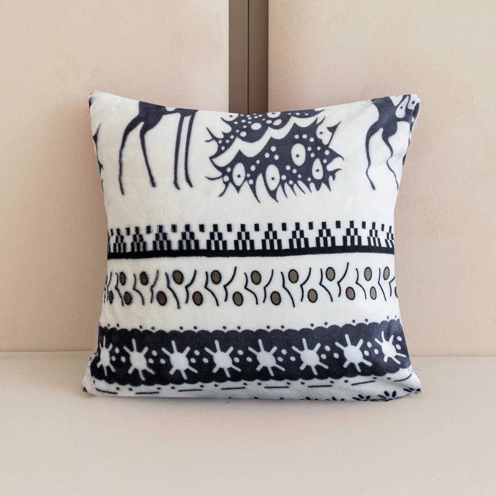 Husa din microplus pentru perna WINTER DEER 45x45 cm, gri