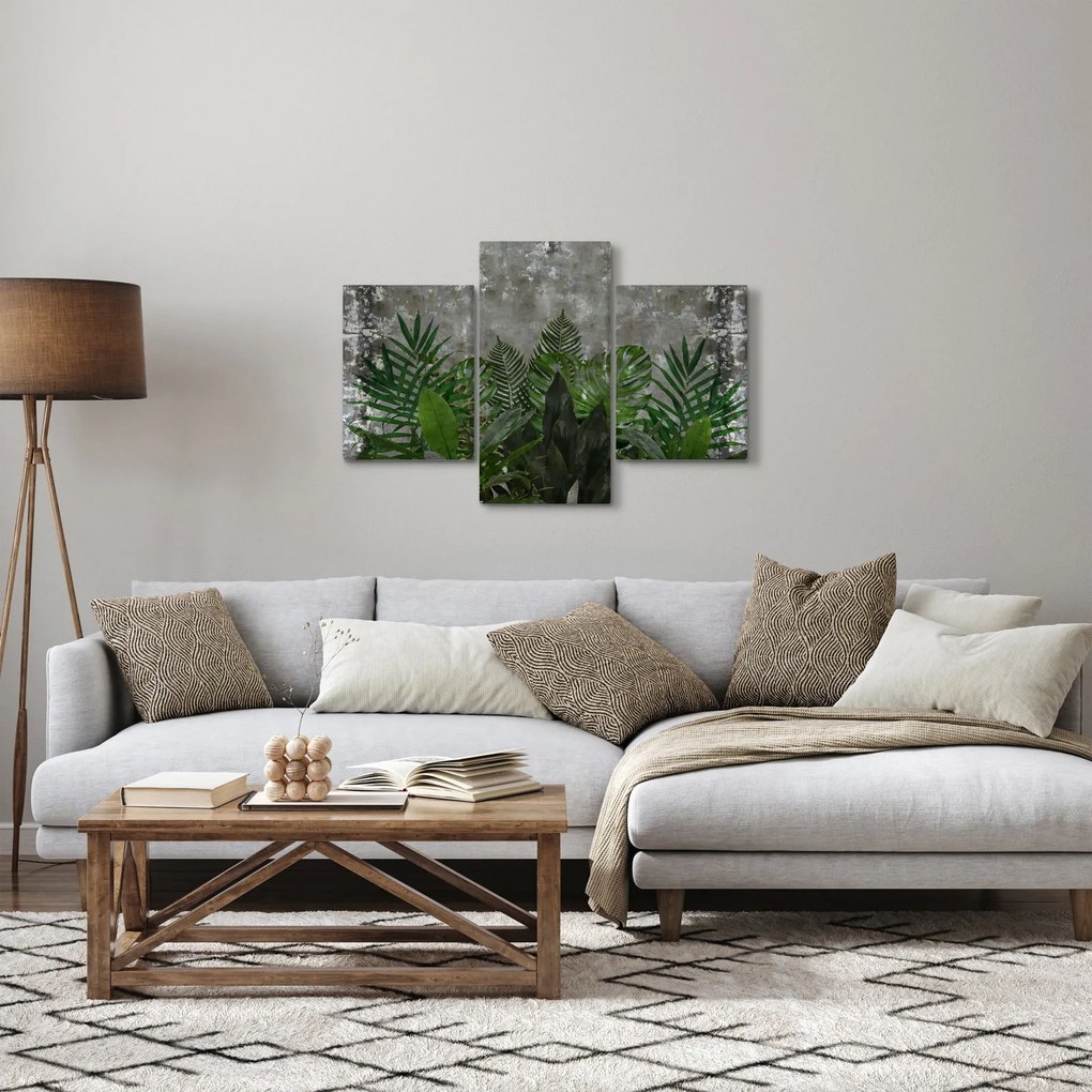 Tablou - Zid de beton cu plante (90x60 cm)