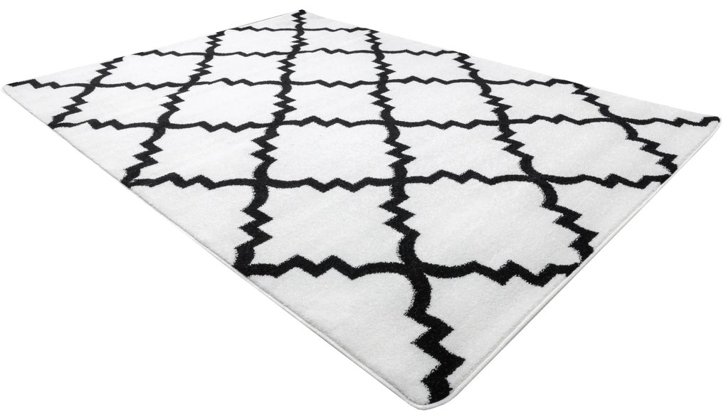 Covor Sketch - F343 cremă și negru marocani Trellis