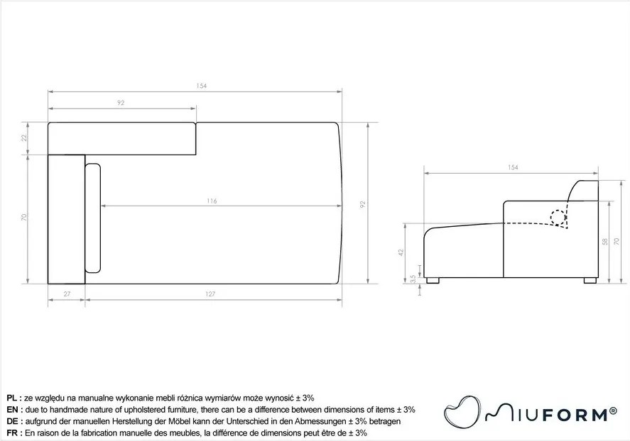 Modul pentru canapea bej (cu colț pe partea dreaptă) Flex Felix – Miuform