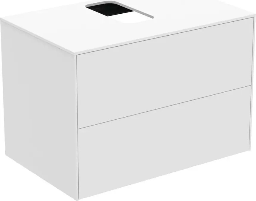 Dulap baza suspendat Ideal Standard Atelier Conca alb mat 2 sertare si blat cu decupaj central 80 cm