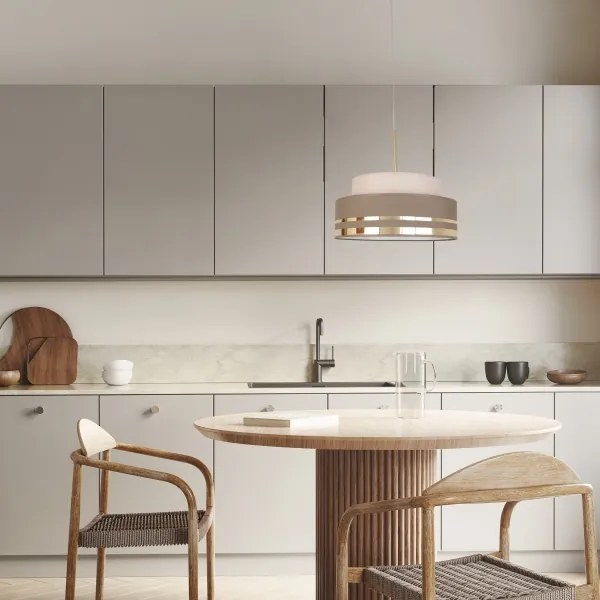 Lustră pe cablu TAMI 1xE27/60W/230V bej/maro/auriu