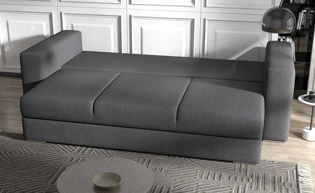 Canapea extensibilă dumonde cu ladă de depozitare si sezut confortabil din spuma high-density, Gloria Enjoy grafit 240x100 cm