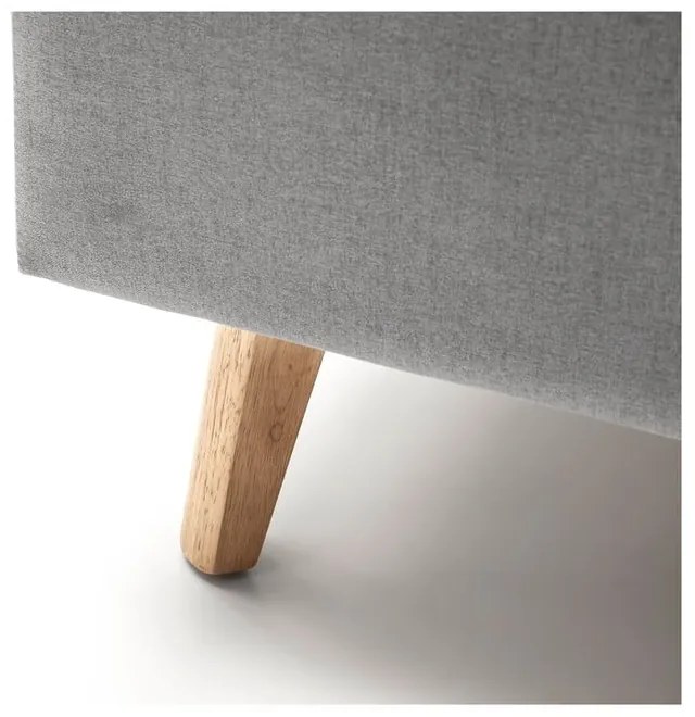 Pat matrimonial gri deschis tapițat cu spațiu de depozitare cu somieră 160x200 cm Frieda – Meise Möbel