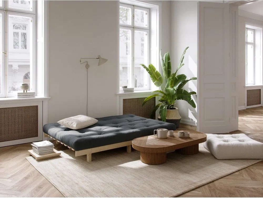 Canapea galben-muștar/maro deschis cu tapițerie din catifea reiată 200 cm Lean – Karup Design