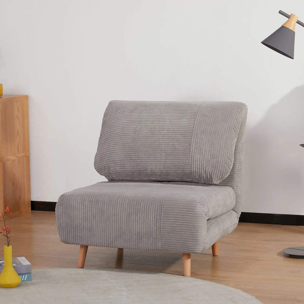 HOMCOM Fotoliu Extensibil 2-În-1 Reglabil pe 3 Niveluri cu Șezut Mare, Canapea Extensibilă, 82x87x89 cm, Verde | Aosom Romania