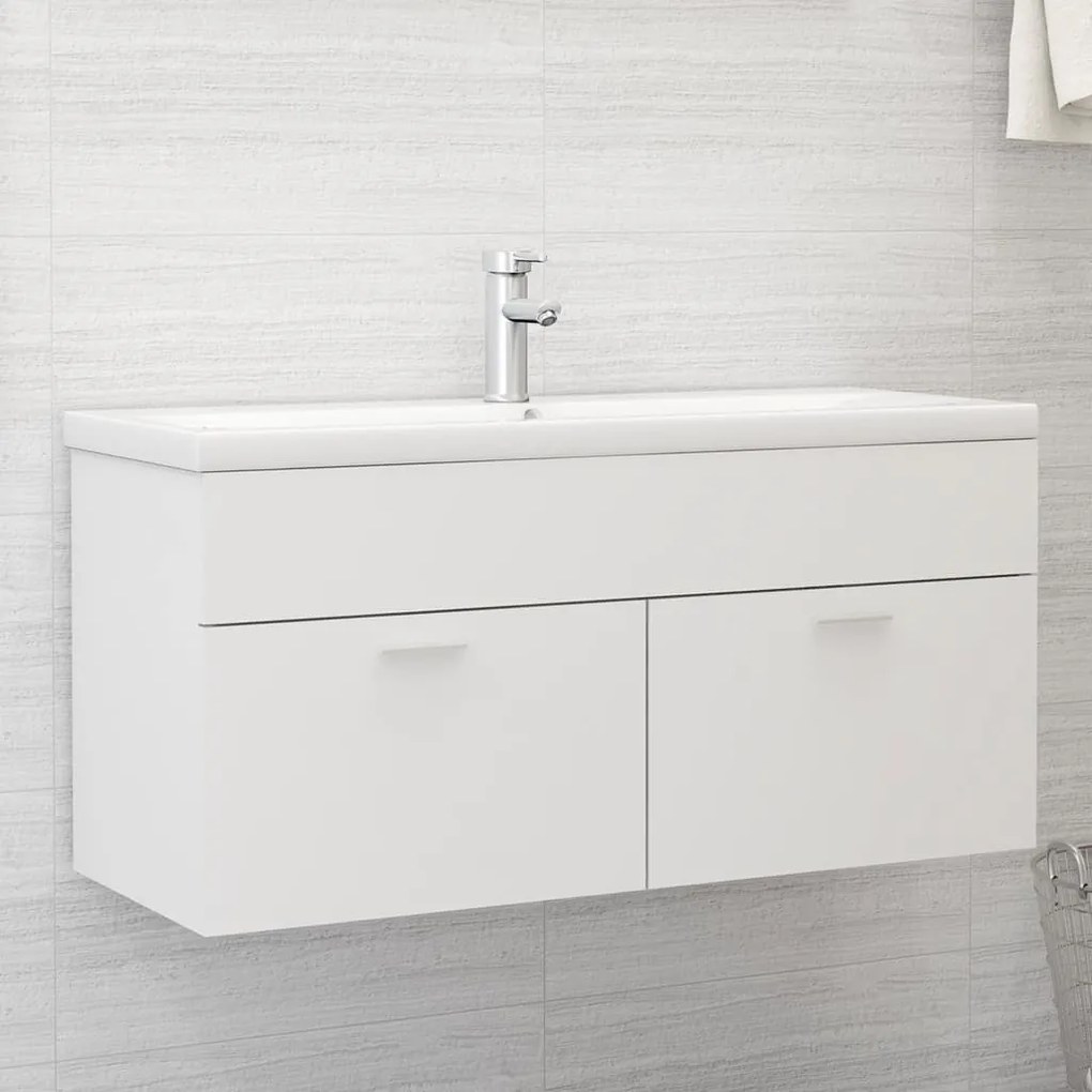 804674 vidaXL Dulap pentru chiuvetă, alb, 100x38,5x46 cm, PAL