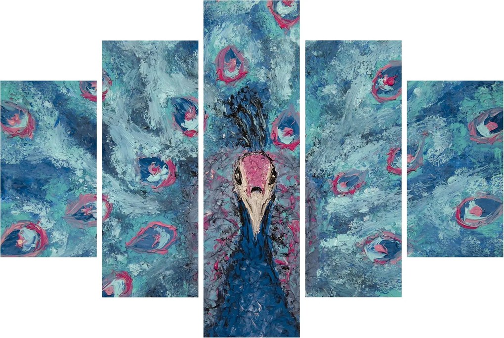 Tablou cu păun pictat (150x105 cm)