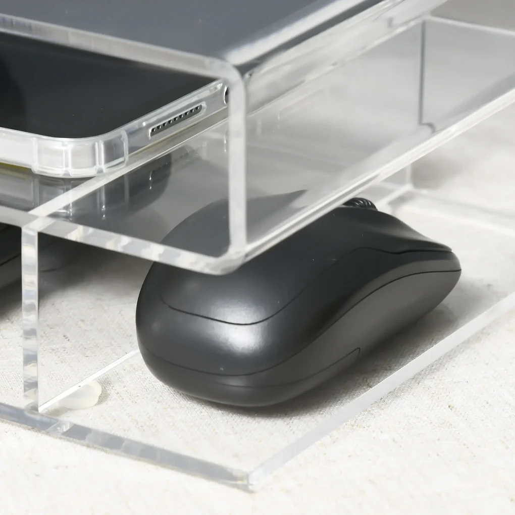 HOMCOM Suport Monitor Acrilic cu Spațiu pentru Tastatură, Organizator Birou Multifuncțional, Transparent, 50.8x19x12 cm | Aosom Romania