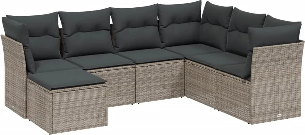 vidaXL Set canapele de grădină cu perne, 7piese gri deschis poliratan
