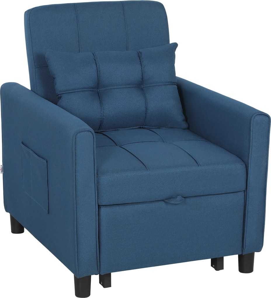 HOMCOM Fotoliu-pat pliabil cu spătar reglabil și pernă, Albastru | Aosom Romania