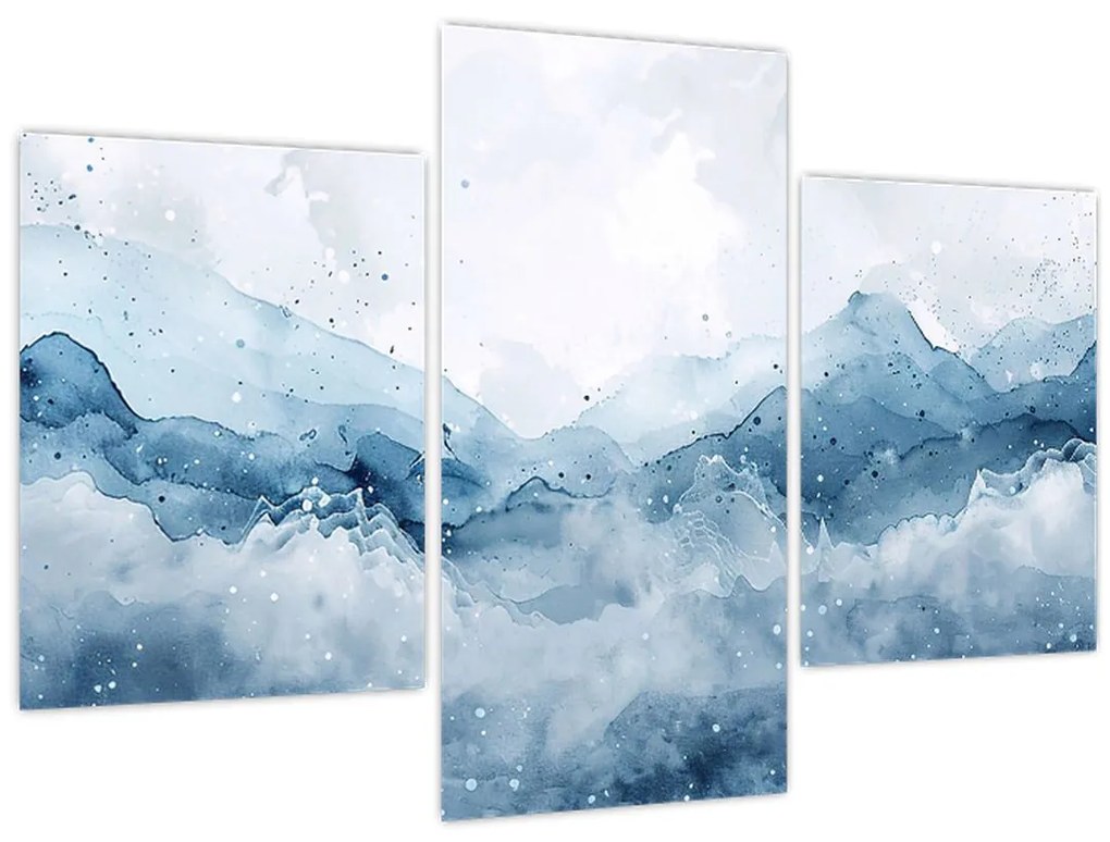 Tablou - Nori și valuri, acuarelă (90x60 cm)