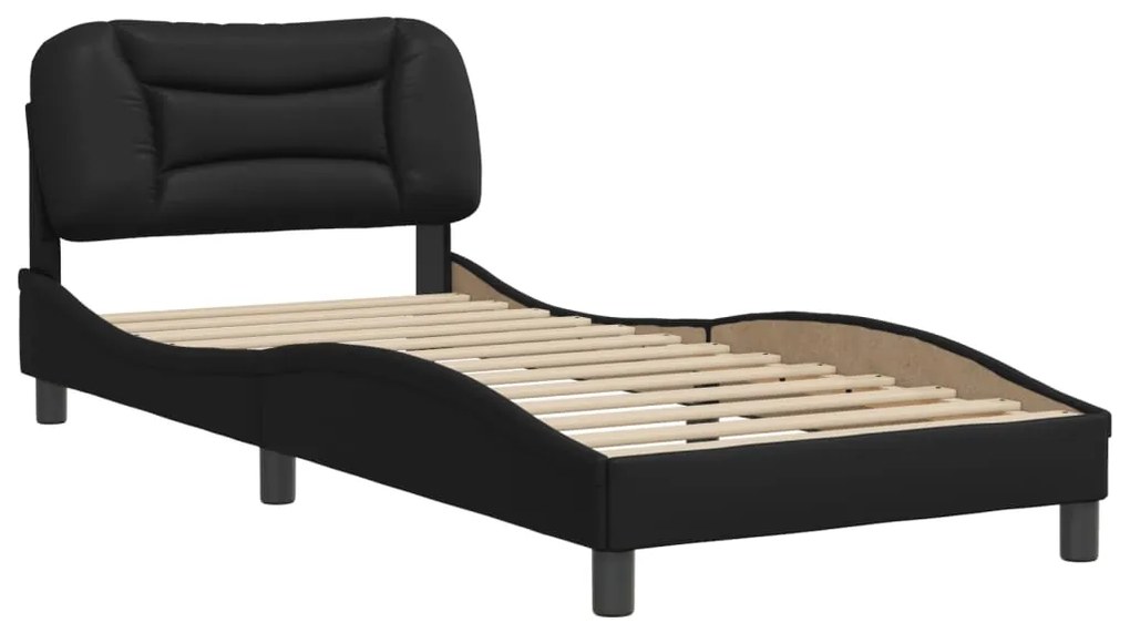 3207960 vidaXL Cadru de pat cu tăblie, negru, 80x200 cm, piele ecologică