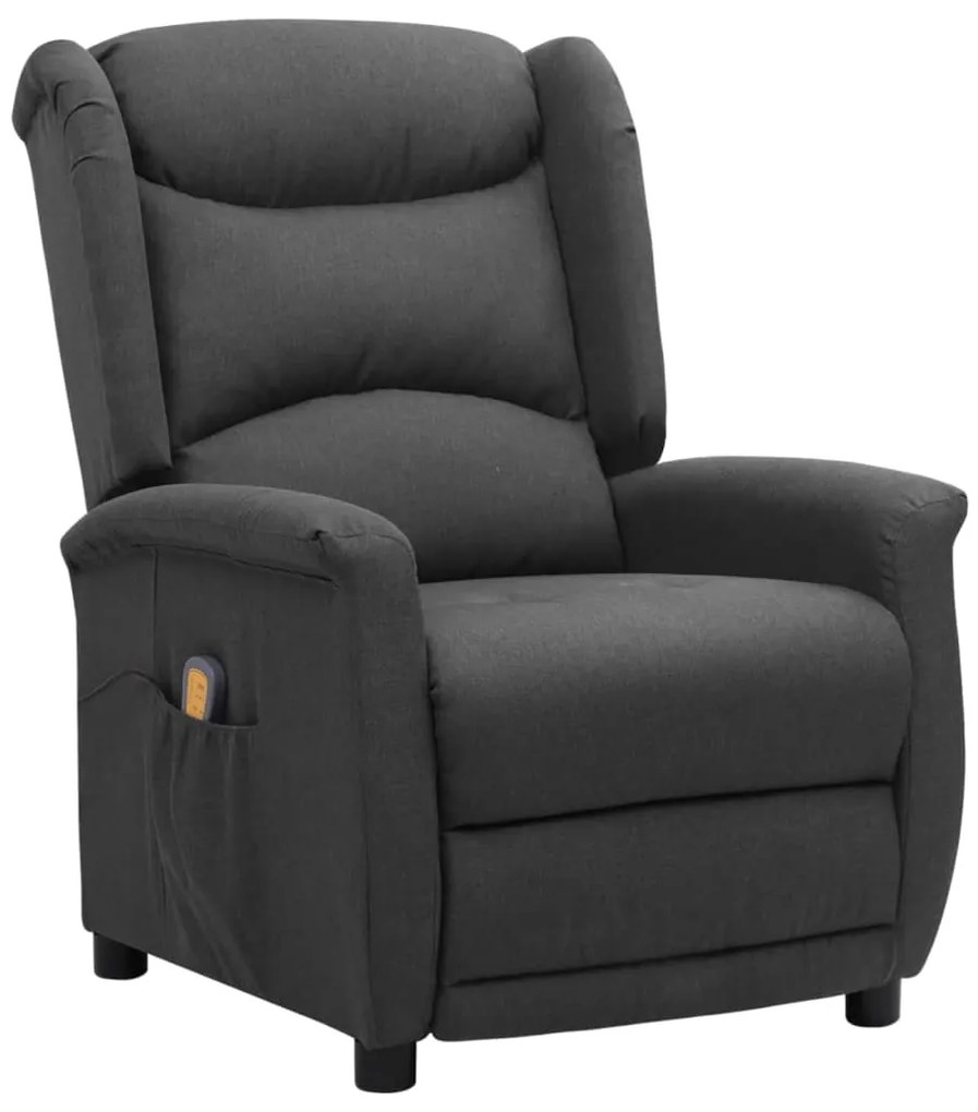 3093250 vidaXL Fotoliu de masaj cu ridicare, gri închis, textil