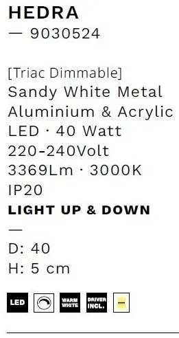 Lustra LED aplicata design modern minimalist HEDRA D-40cm alb