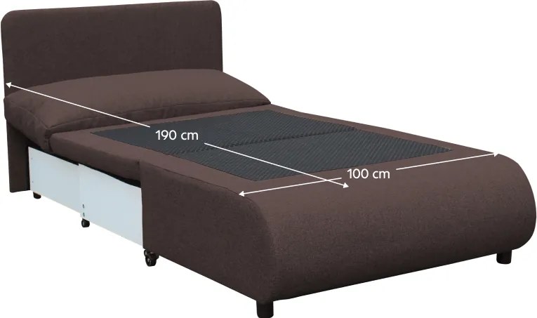 Fotoliu extensibil cu spaţiu de depozitare, maro, FLIK