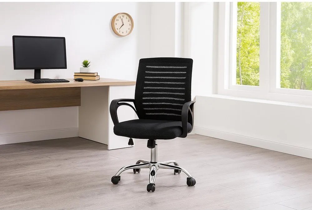 Scaun de birou negru tapițat Evon – Bonami Essentials