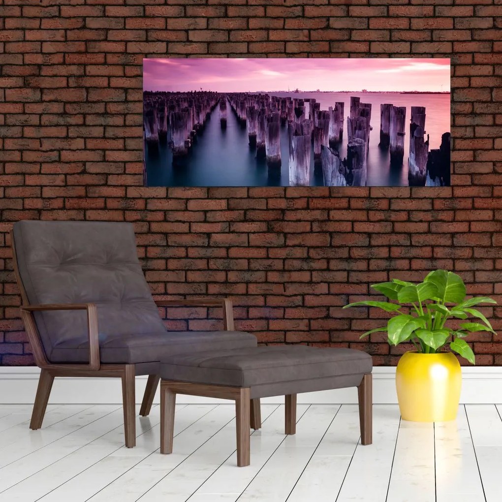 Tablou cu pari din lemn (120x50 cm)