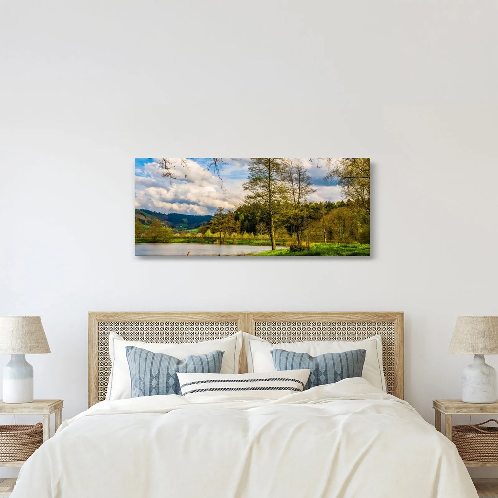 Tablou - Barcă pe lac (120x50 cm)