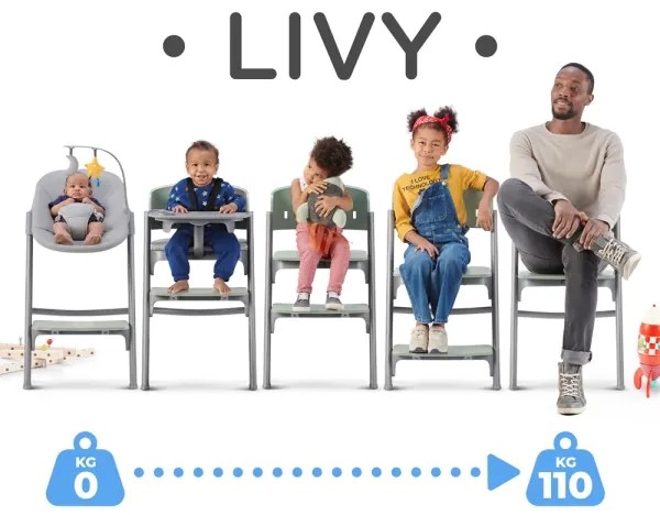 Scaun de masă pentru copii KINDERKRAFT SELECT LIVY Premium Aster pink + șezlong CALMEE