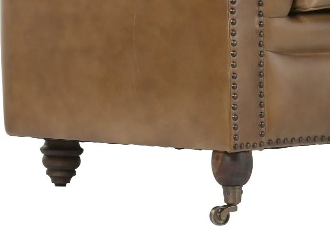 Canapea vintage 3 locuri din piele naturală, „Chesterfield"